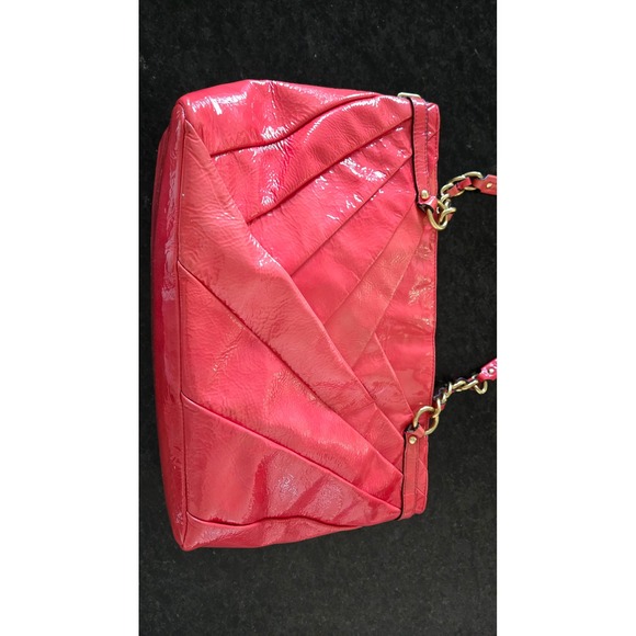 Coach Coral‎ Pink Patent Leather Shoulder Bag w/ Chain Strap - Picture 10 of 16